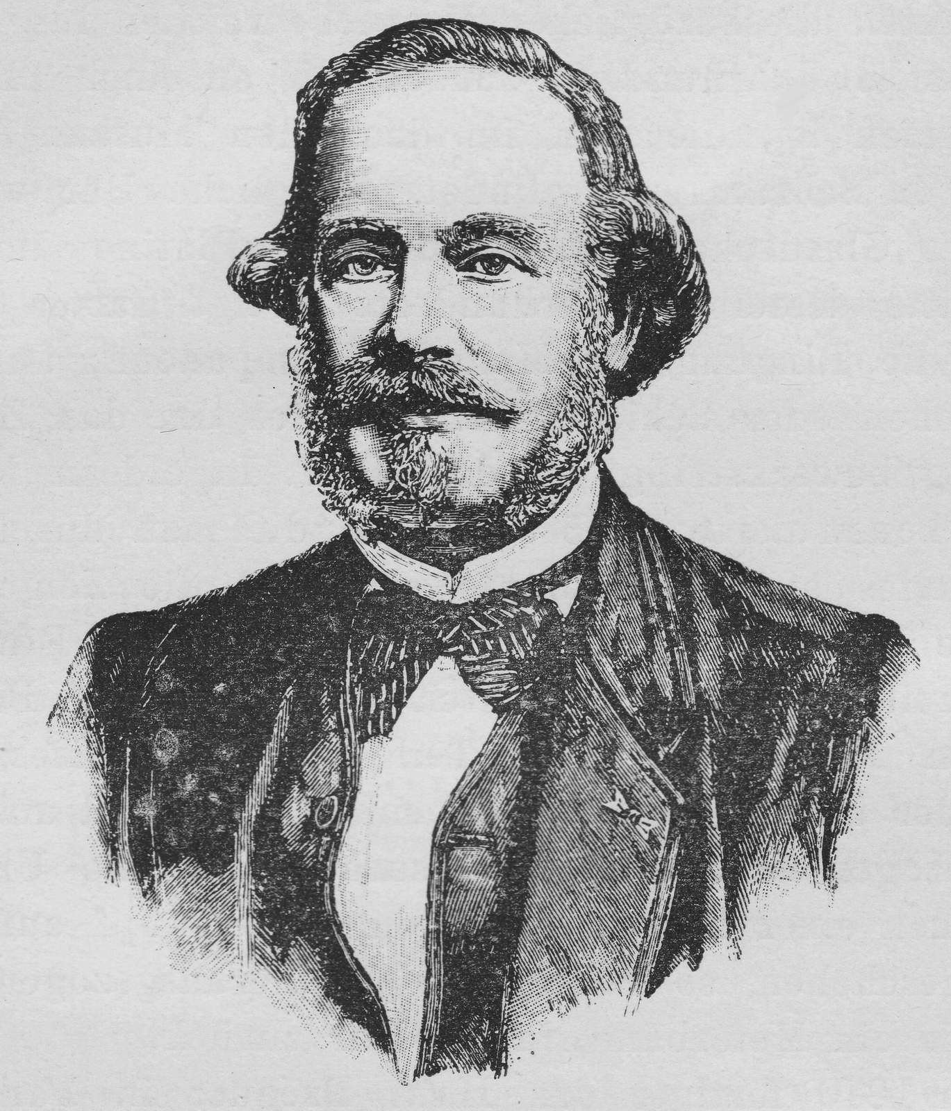 Historischer Stich: Porträt von Adrien Philippe mit Bart und Fliege